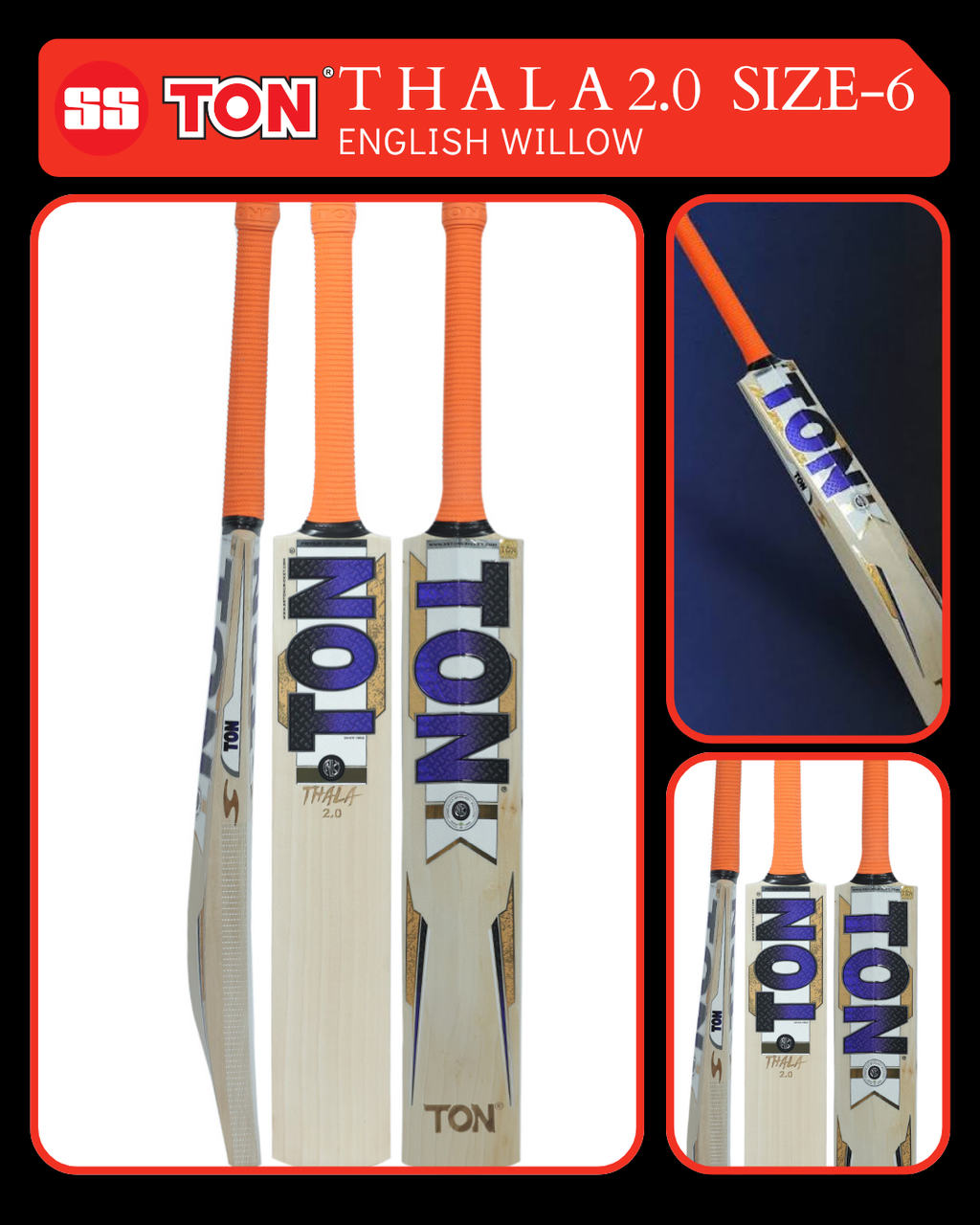 SS Ton Cricket Bat Thalla 2.0 E.W. No-6
