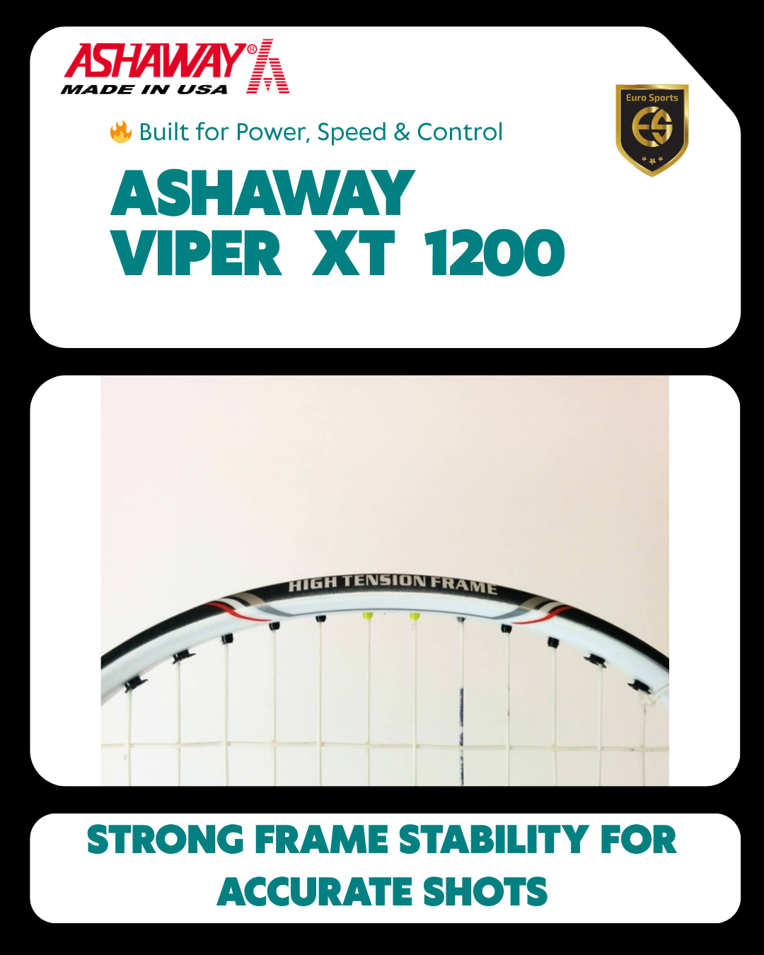 Ashaway Badminton Racket - Viper XT 1200 Hex Frame