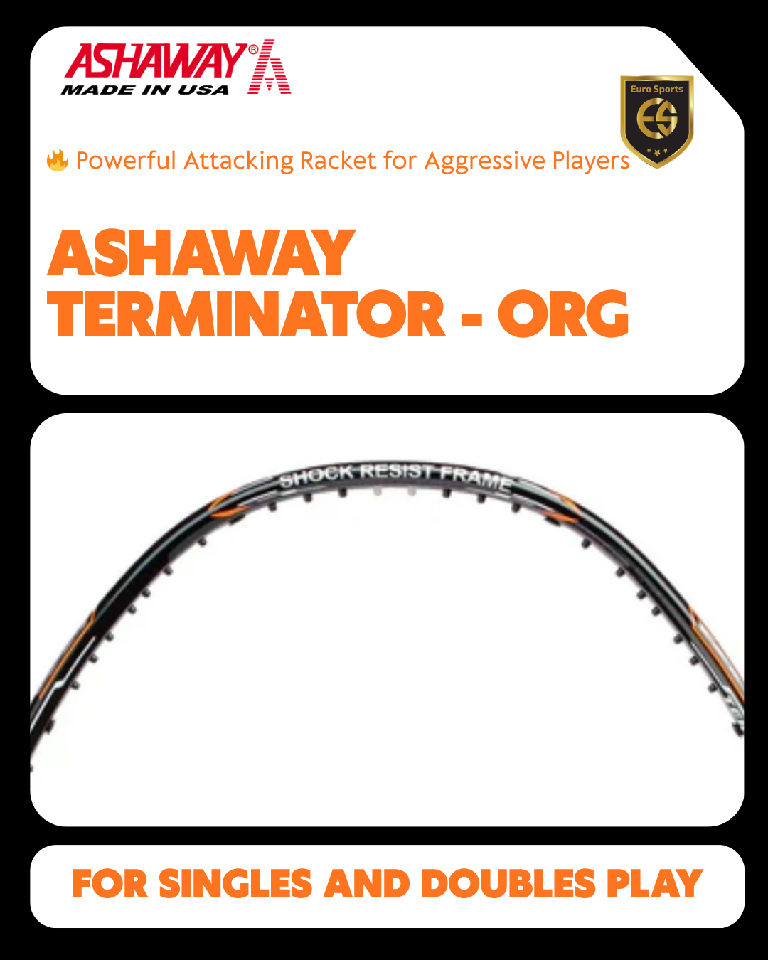 Ashaway Badminton Racket - Terminator Orange