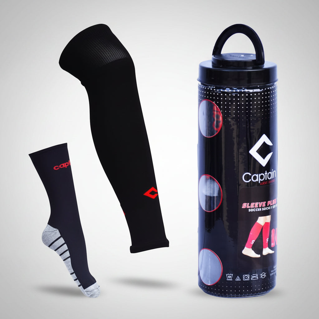 Captain Sleeve Plus Ankle Length Football Socks with Leg Sleeves