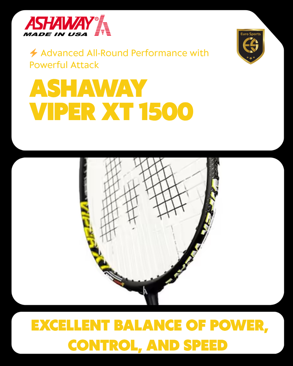 Ashaway Badminton Racket - Viper XT 1500