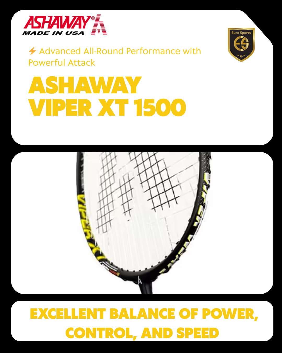 Ashaway Badminton Racket - Viper XT 1500