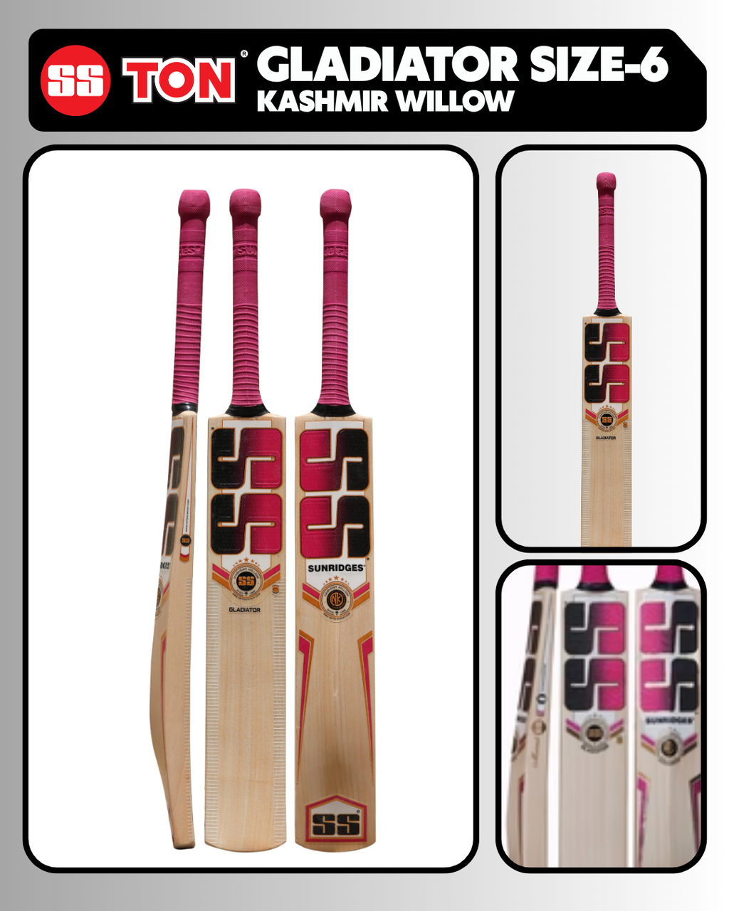 SS Ton Cricket Bat Gladiator No.6 Kashmir Willow
