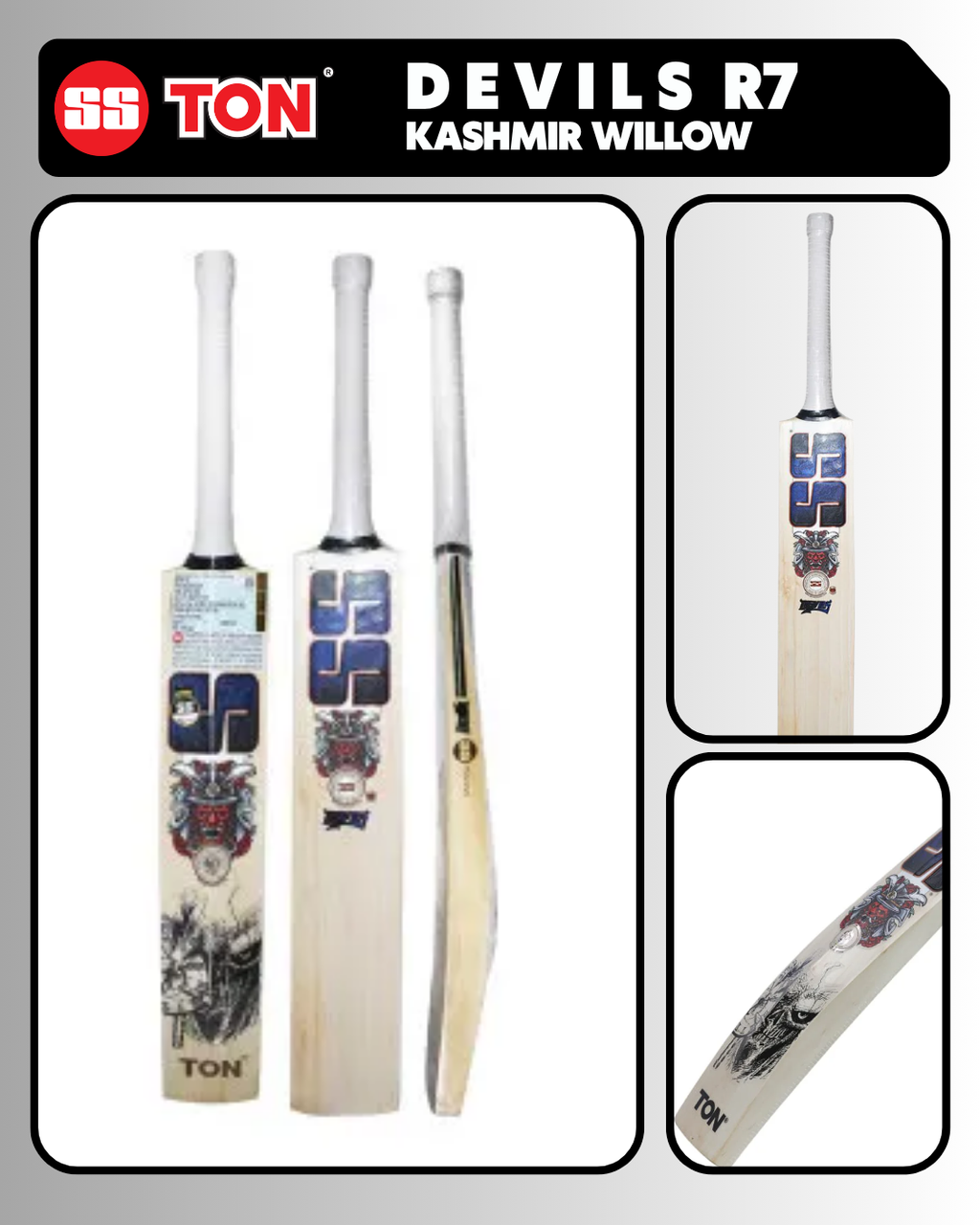 SS Devils R7 Dark Blue Kashmir Willow Cricket Bat