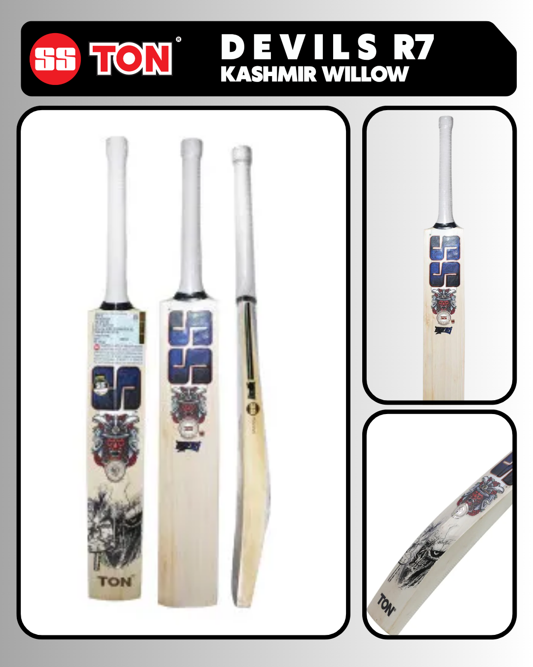 SS Devils R7 Dark Blue Kashmir Willow Cricket Bat