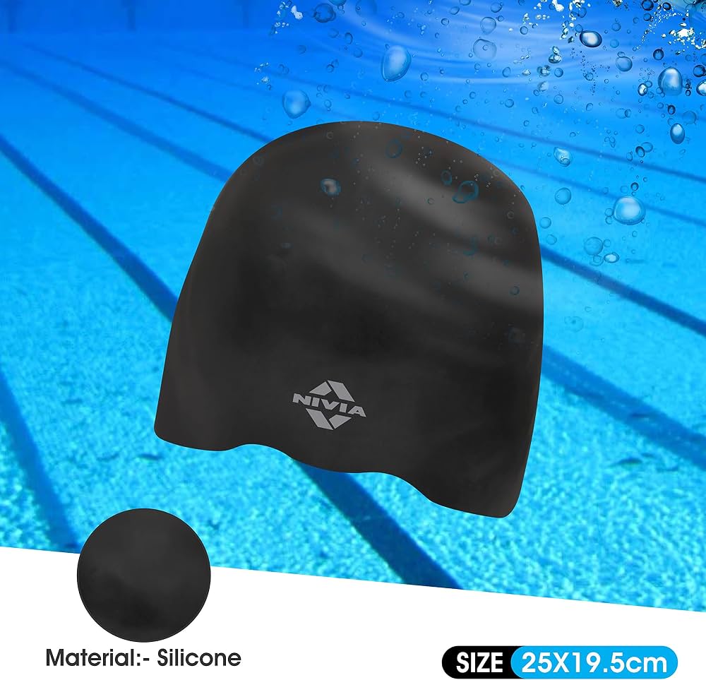 Nivia Swimming Cap Racing 3D – Black