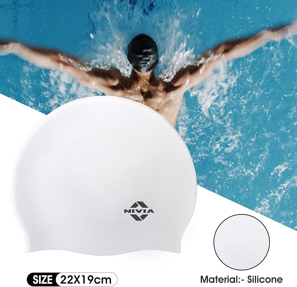 Nivia Swimming Cap Silicone Cap – White