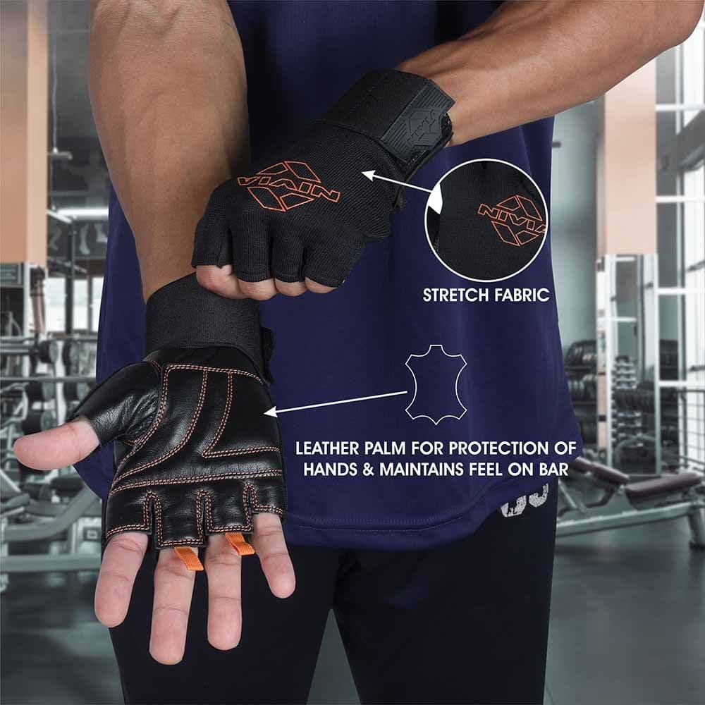 Nivia Gym Leather Weightlifting Gloves
