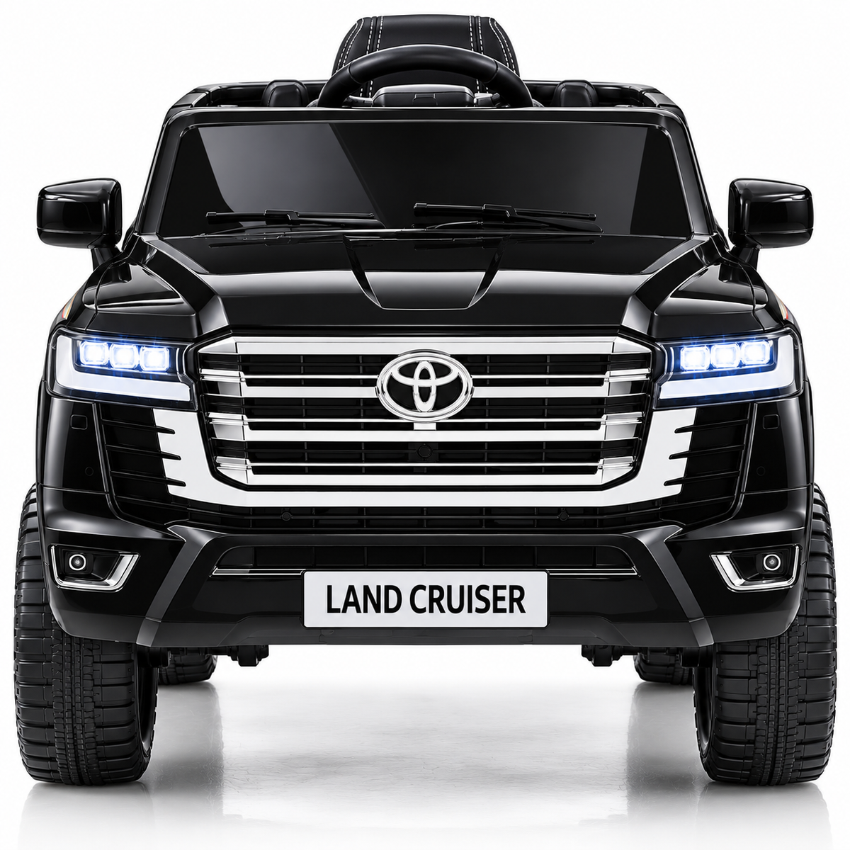 Toyota Land Cruiser 2024 Kids Ride-On Car – Black (12V, Leather Seat, EVA Tyres)