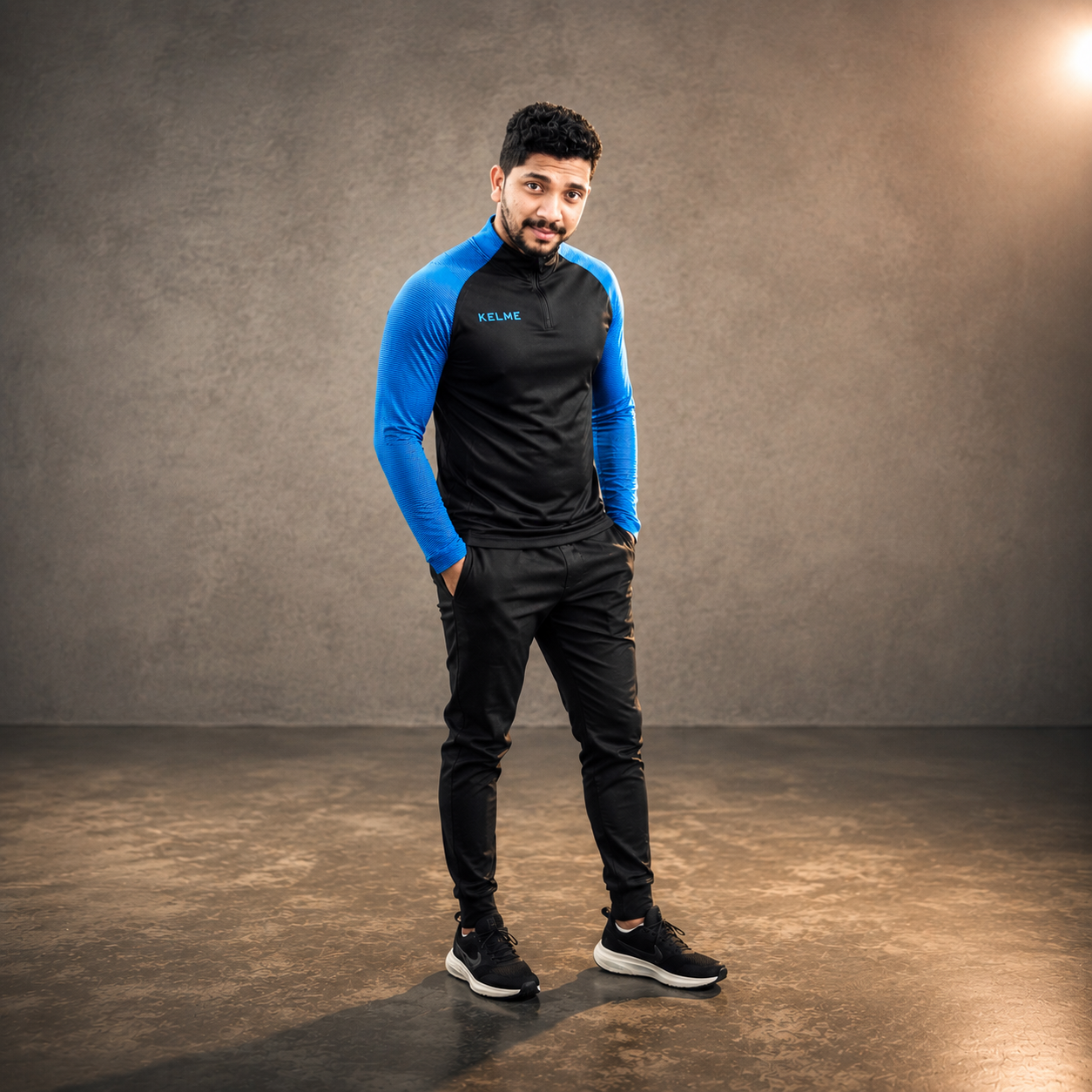 Kelme Men Half-Zip Jacket Black/Blue