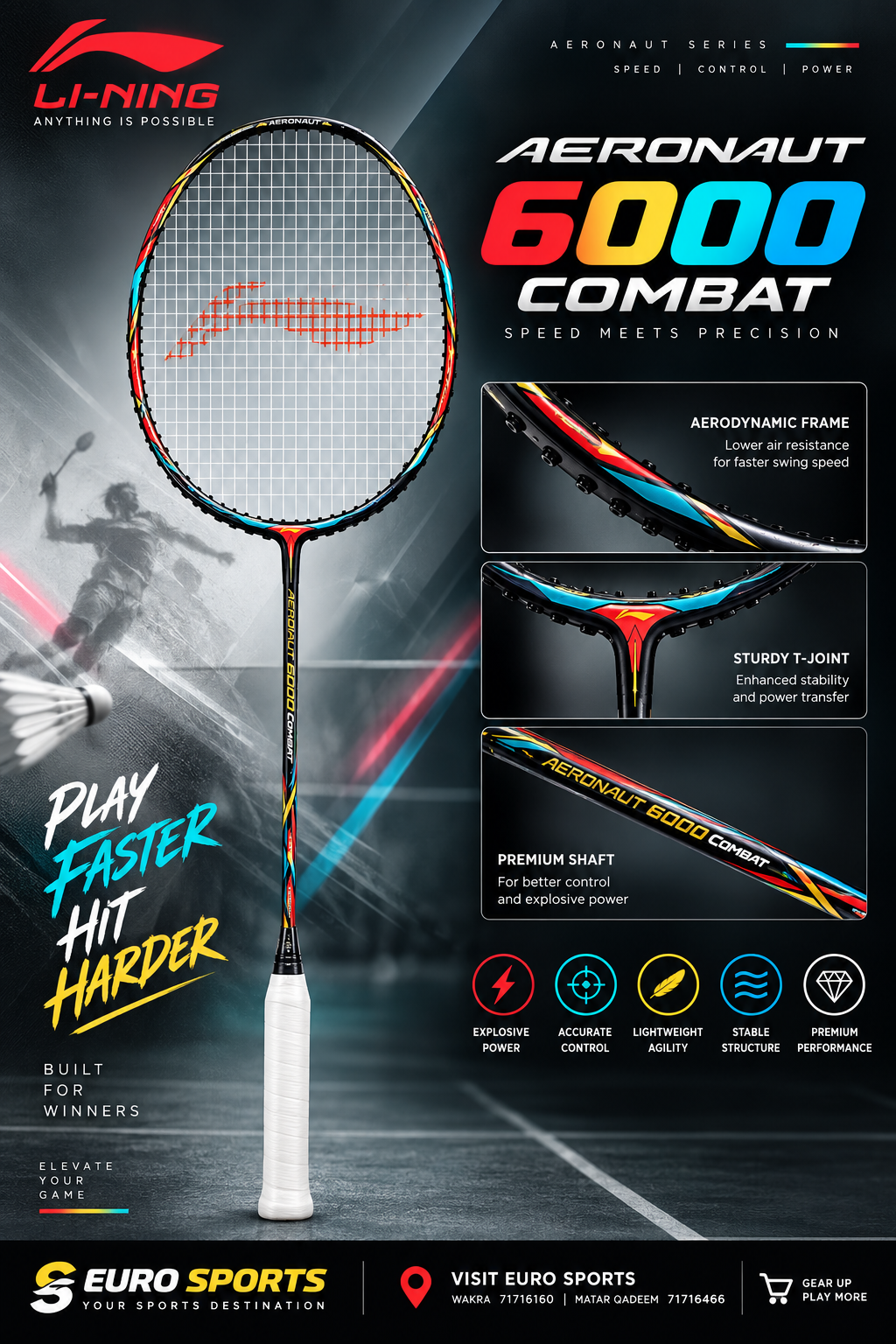 Li-Ning Aeronaut 6000C Compact Badminton Racket