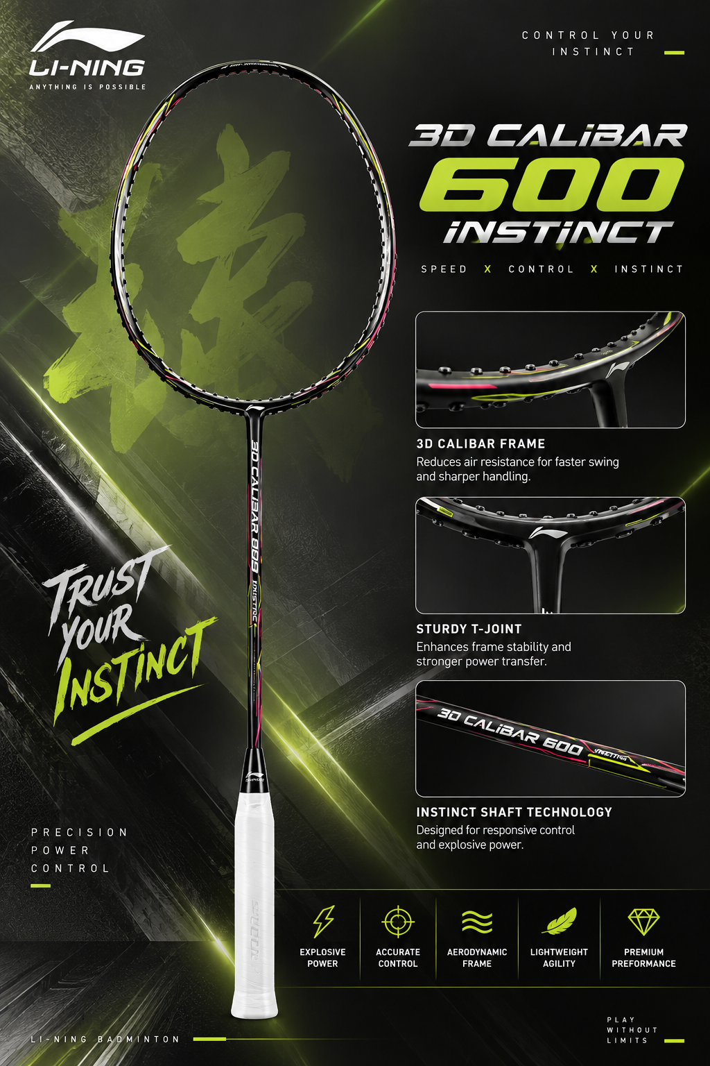 Lining 3D Calibar 600C Compact Badminton Racket