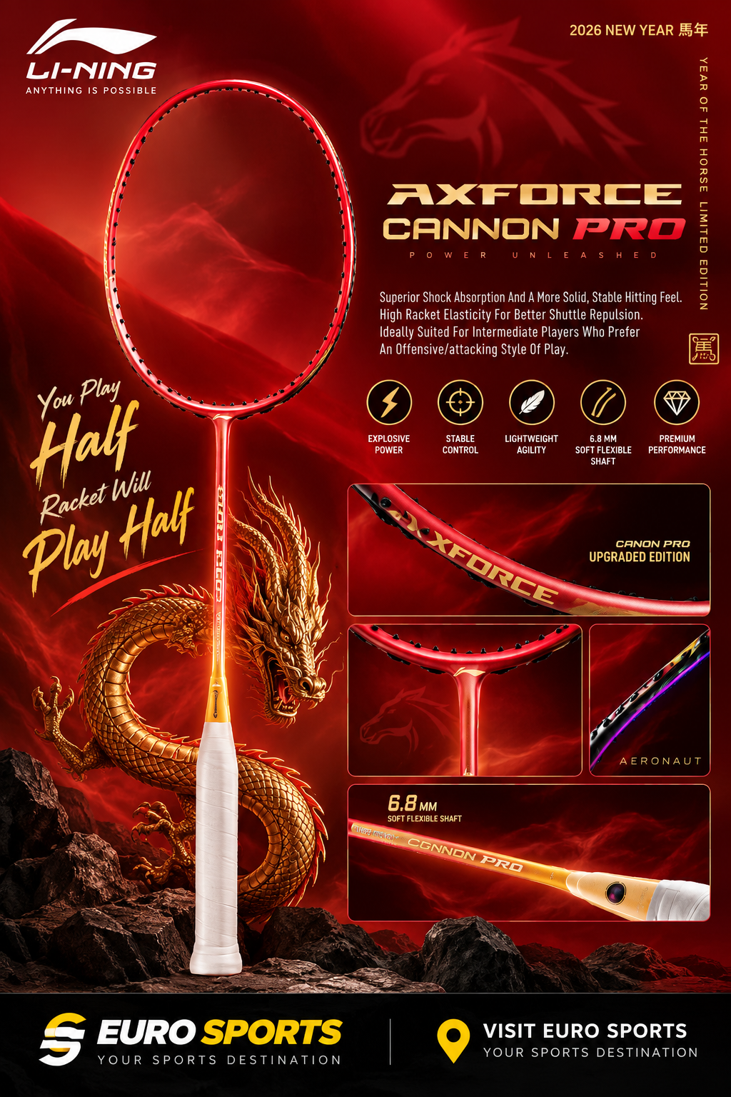 Lining AxForce Cannon Pro Badminton Racket