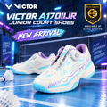 Victor A170IIJR Junior Badminton Shoes - Pearl White/Bonnie Blue