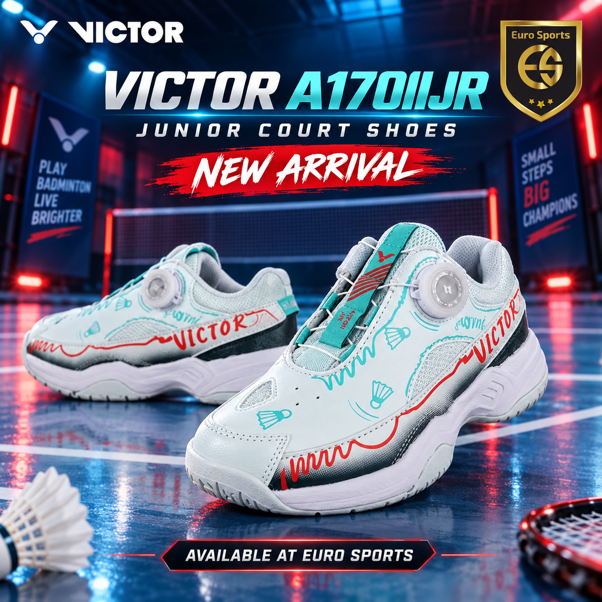 Victor A170IIJR Junior Badminton Shoes - Brilliant White