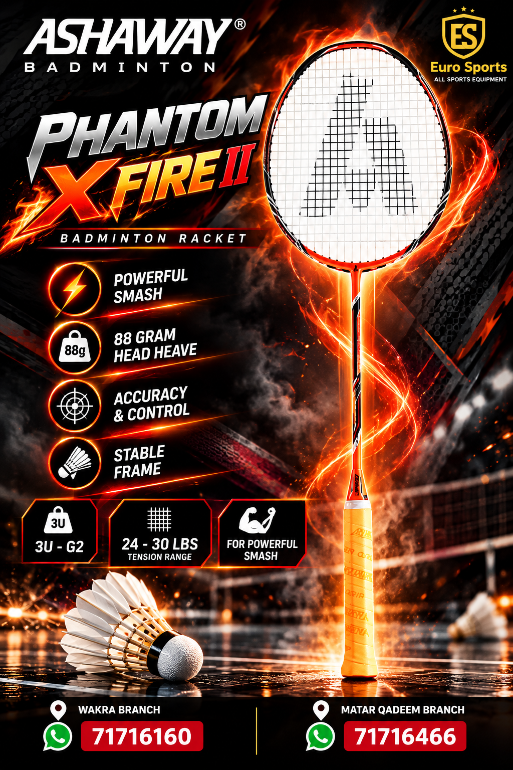 Ashaway Badminton Racket - Phantom X-Fire II