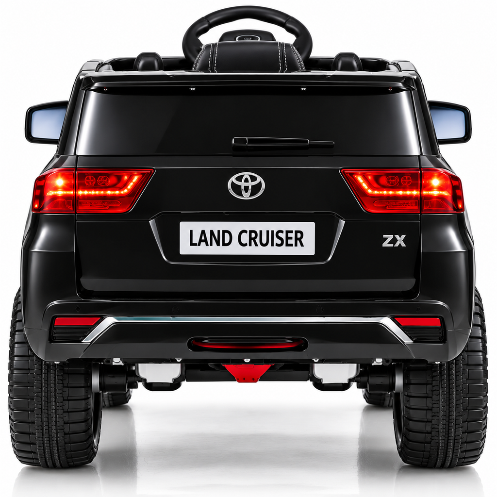 Toyota Land Cruiser 2024 Kids Ride-On Car – Black (12V, Leather Seat, EVA Tyres)