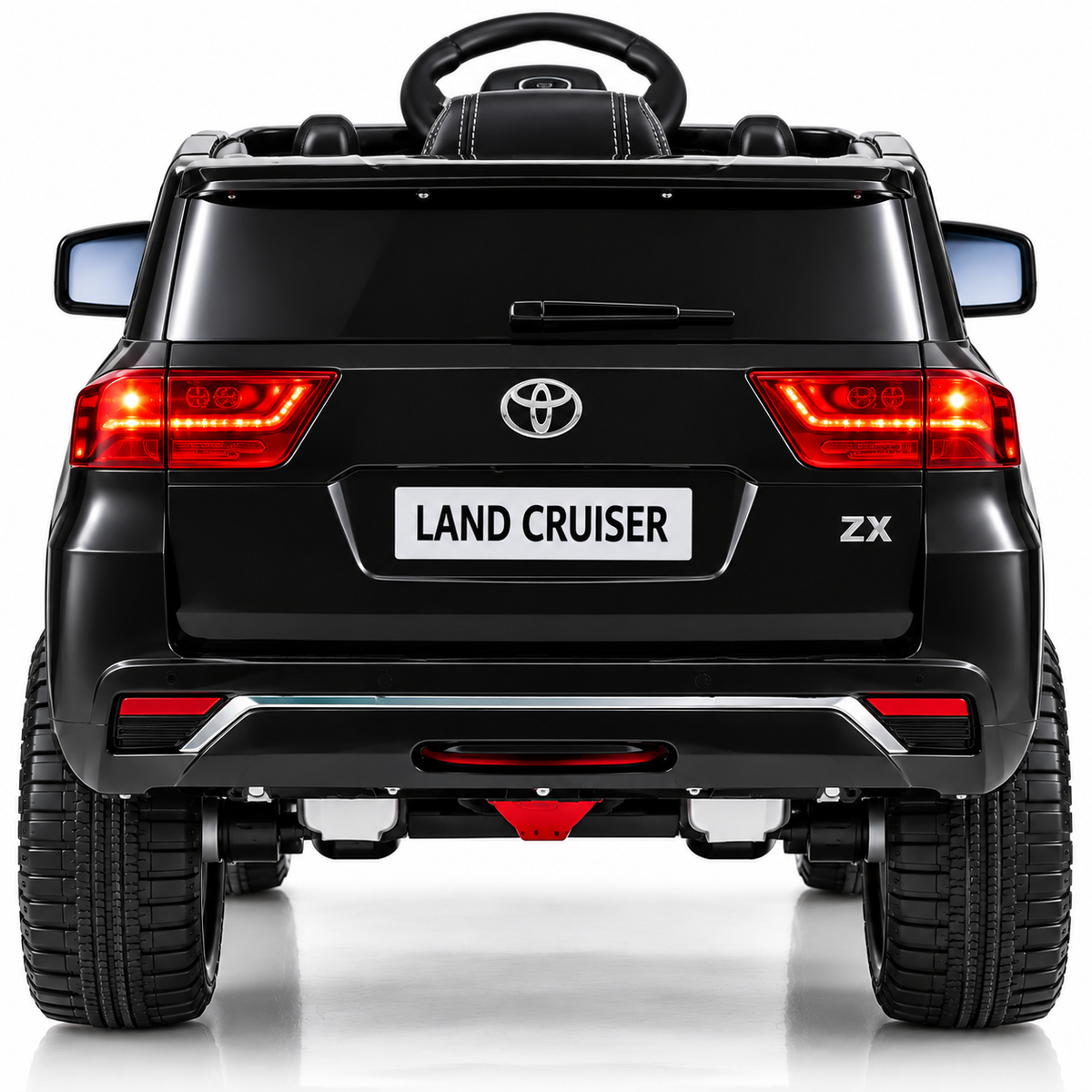 Toyota Land Cruiser 2024 Kids Ride-On Car – Black (12V, Leather Seat, EVA Tyres)