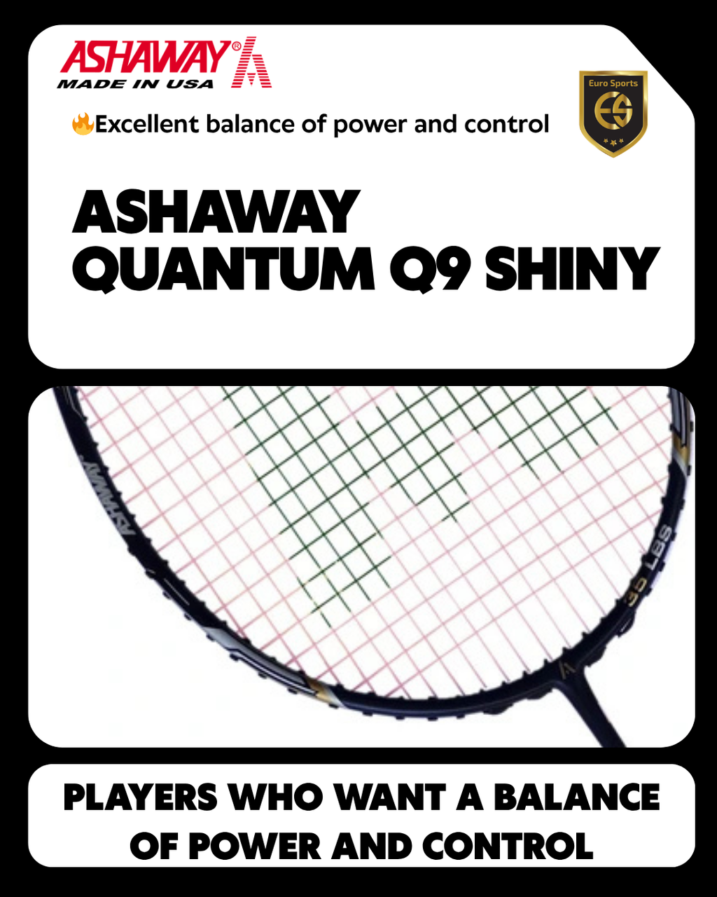 Ashaway Badminton Racket - Quantum Q9 Shiny
