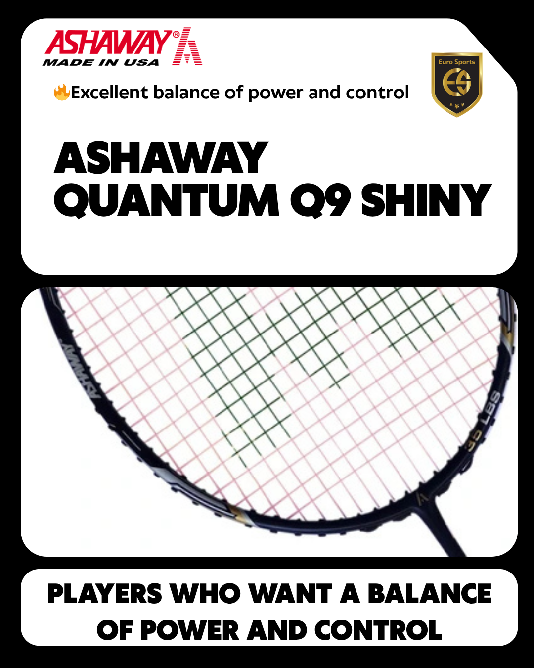 Ashaway Badminton Racket - Quantum Q9 Shiny