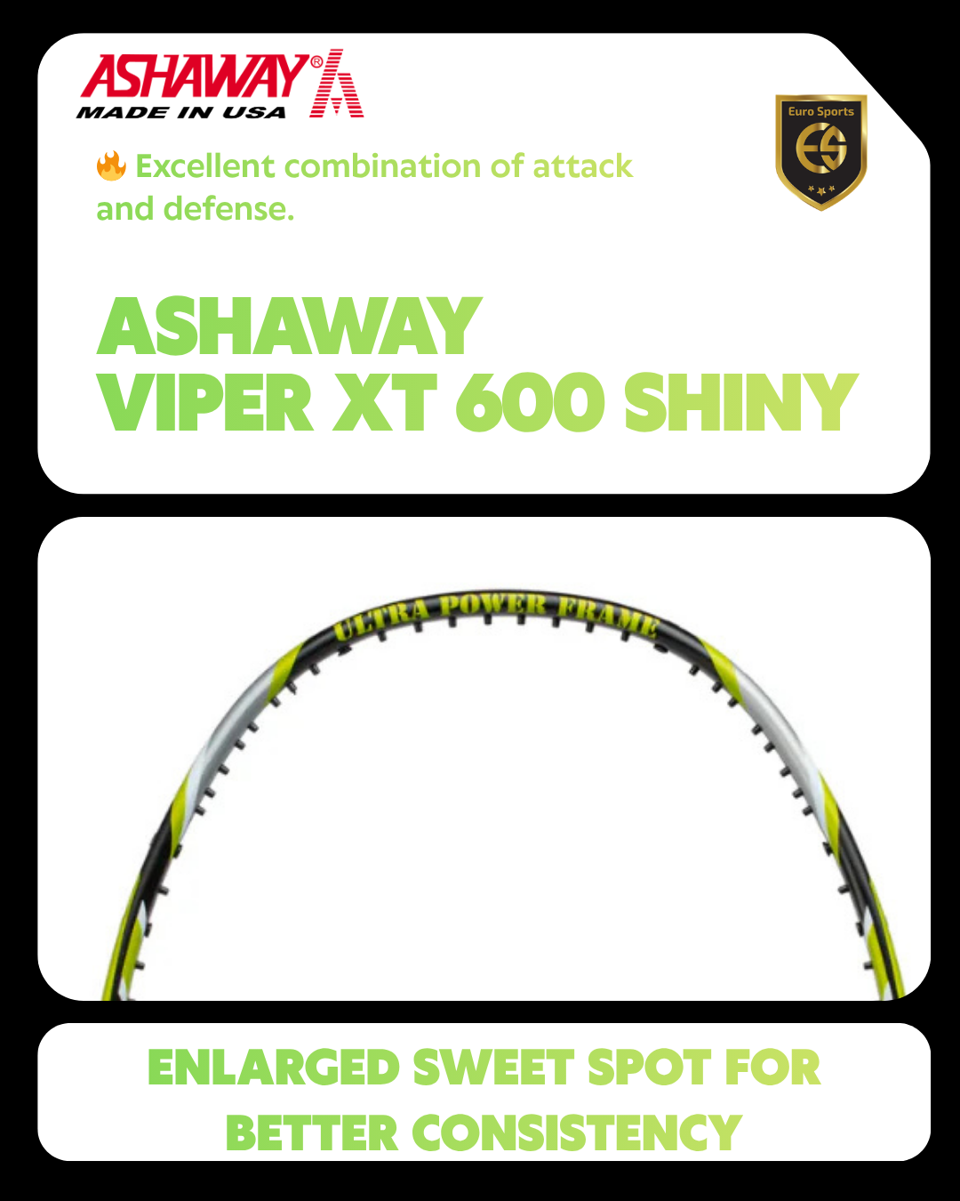 Ashaway Badminton Racket - Viper XT 600 Shiny