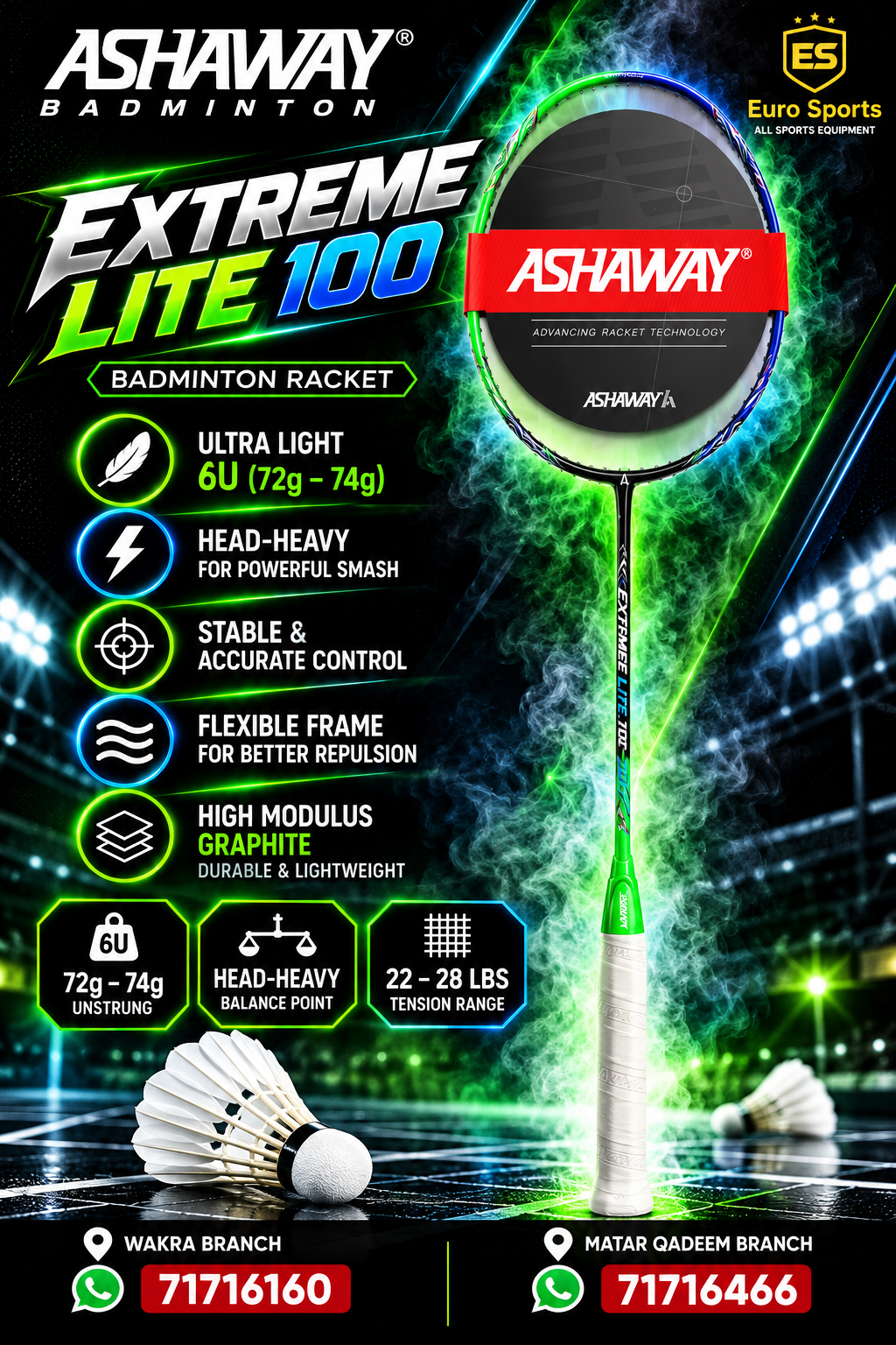 Ashaway Badminton Racket - Extreme Lite 100