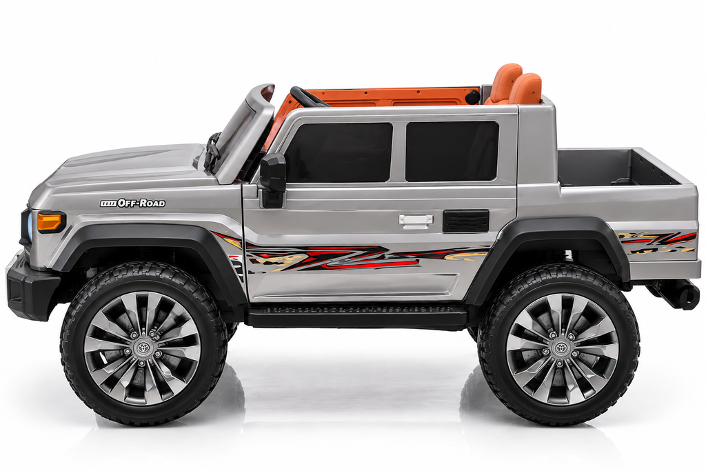 Toyota Off-Road Pickup 24V Kids Electric Ride-On Truck with Remote – Silver (2 Seater)
