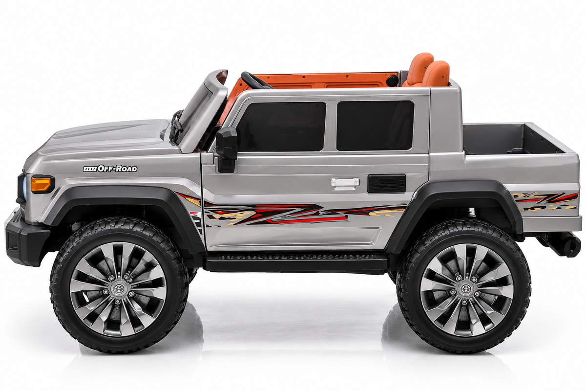 Toyota Off-Road Pickup 24V Kids Electric Ride-On Truck with Remote – Silver (2 Seater)