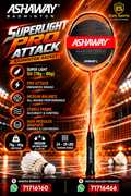 Ashaway Badminton Racket - Superlight Pro Attack Matt