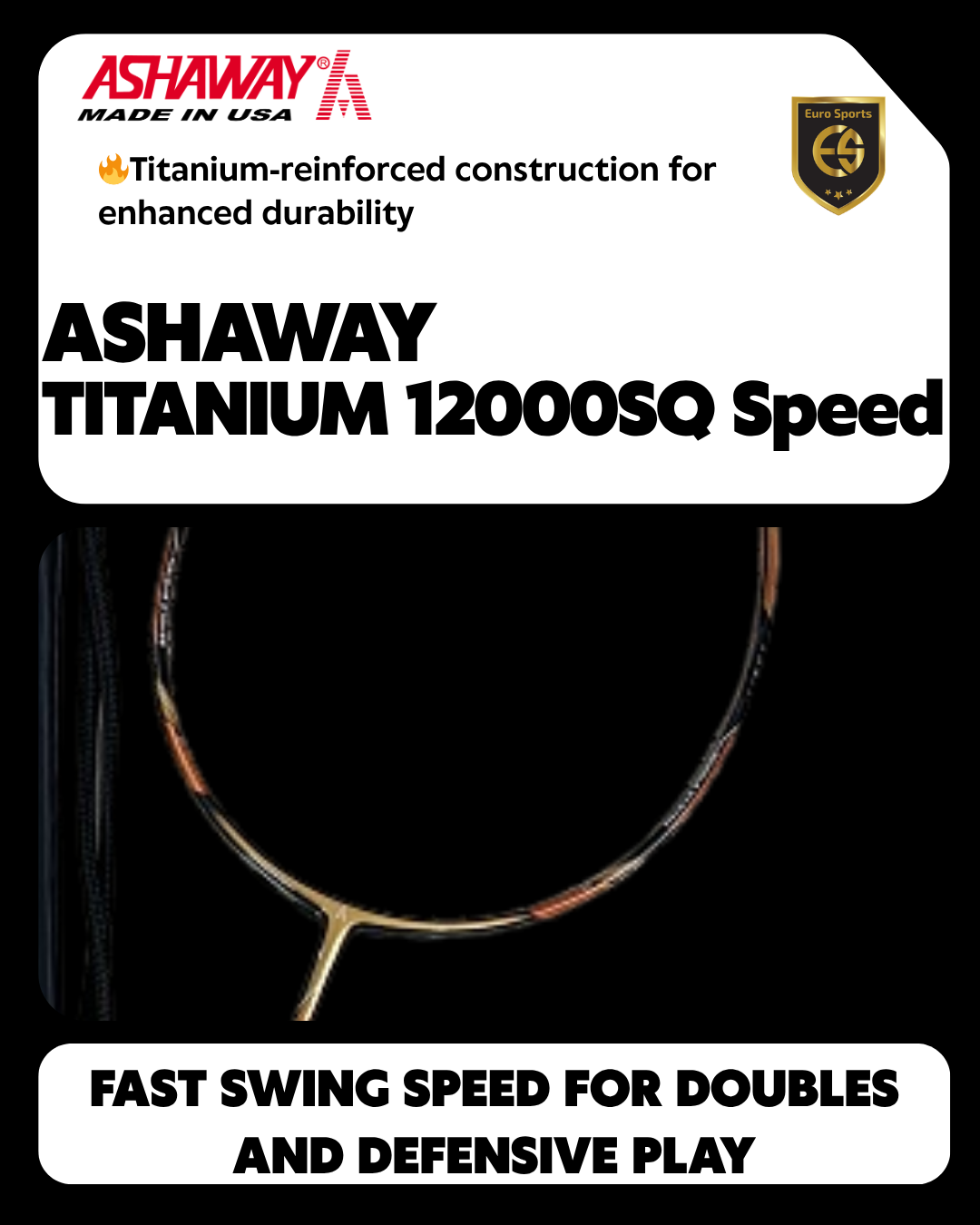 Ashaway Badminton Racket - Titanium 12000SQ Speed