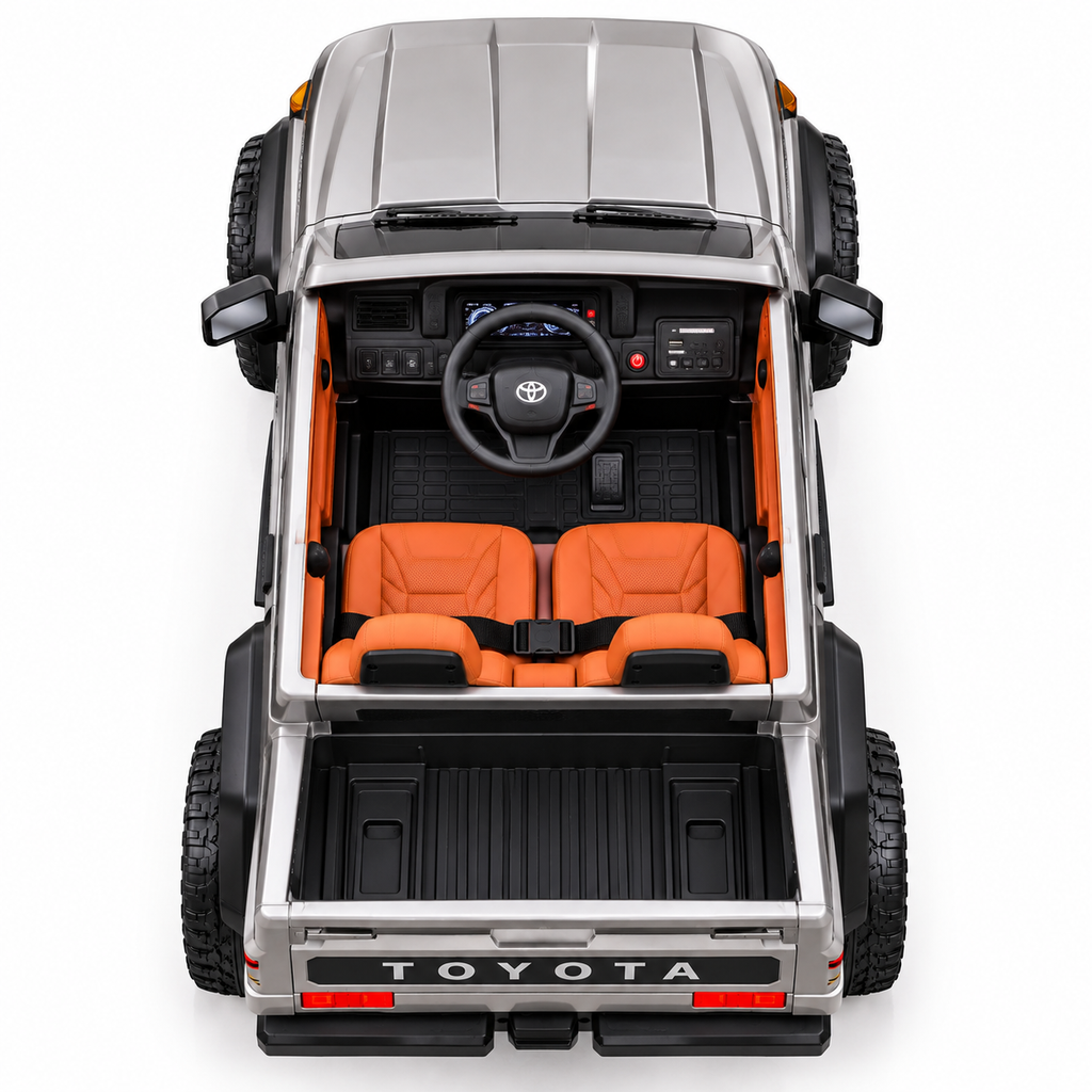 Toyota Off-Road Pickup 24V Kids Electric Ride-On Truck with Remote – Silver (2 Seater)