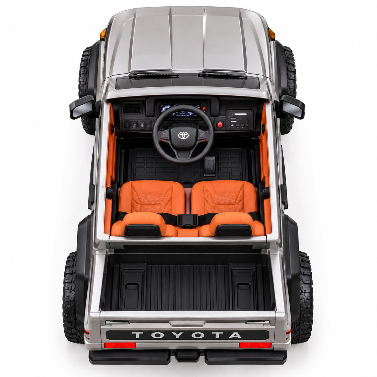 Toyota Off-Road Pickup 24V Kids Electric Ride-On Truck with Remote – Silver (2 Seater)
