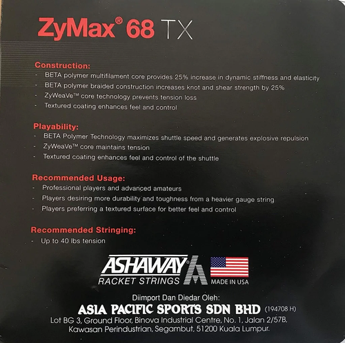 Ashaway Badminton Strings - Zymax 68 TX