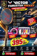 Victor Thruster Rocket Combo Offer – Racket + Free VBS-63 String + Free Grip + Free Gutting