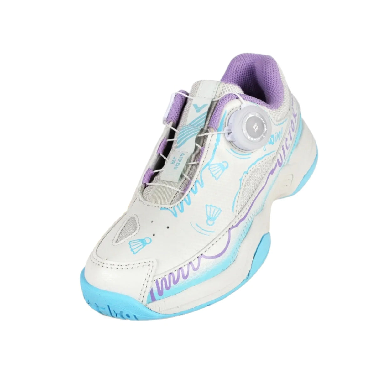 Victor A170IIJR Junior Badminton Shoes - Pearl White/Bonnie Blue