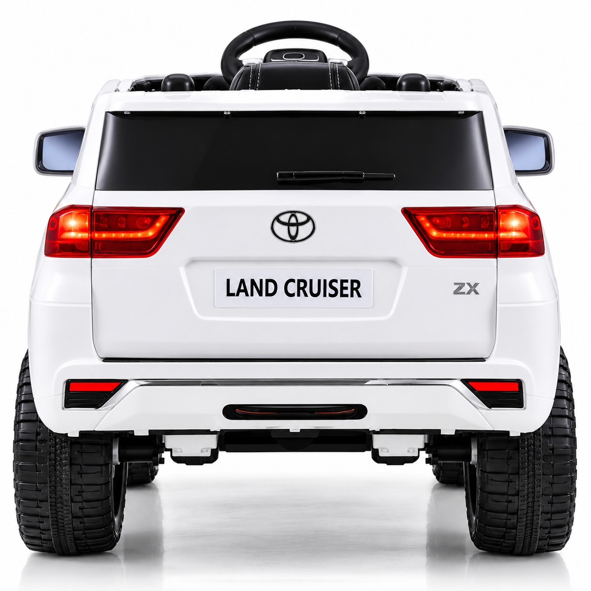 Toyota Land Cruiser 2024 Kids Ride-On Car – White (12V, Leather Seat, EVA Tyres)