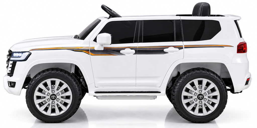 Toyota Land Cruiser 2024 Kids Ride-On Car – White (12V, Leather Seat, EVA Tyres)