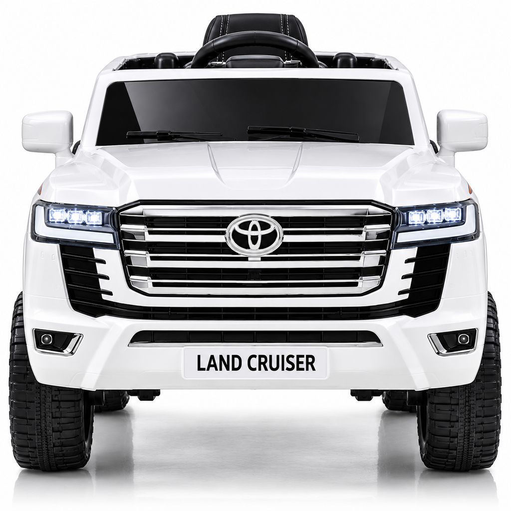 Toyota Land Cruiser 2024 Kids Ride-On Car – White (12V, Leather Seat, EVA Tyres)
