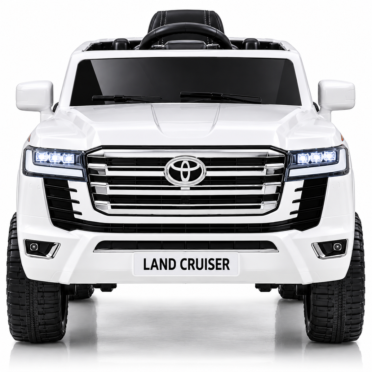 Toyota Land Cruiser 2024 Kids Ride-On Car – White (12V, Leather Seat, EVA Tyres)