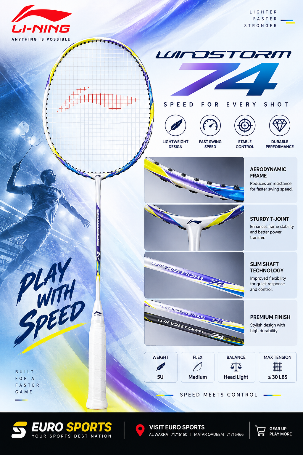 Lining Windstorm 74 Badminton Racket