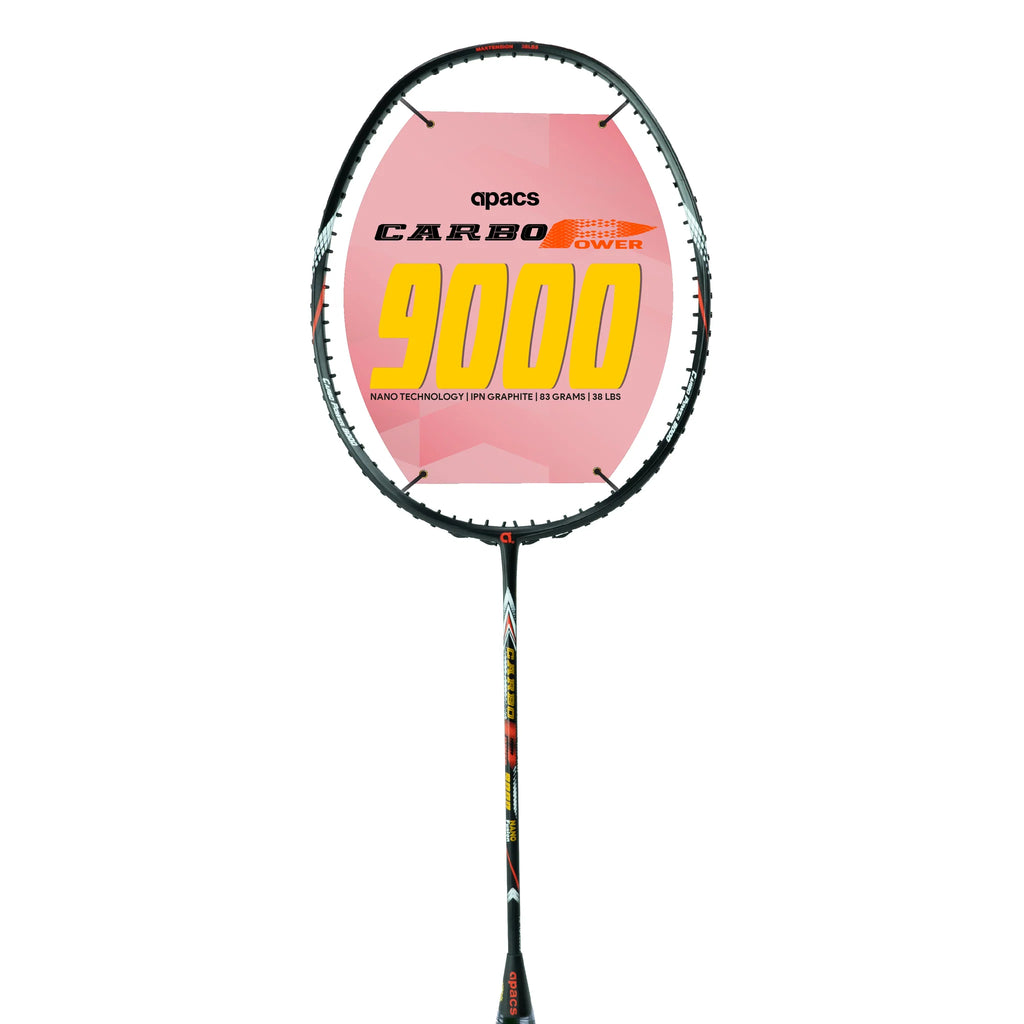 Apacs Carbo 9000 Badminton Racket – 4U, Even Balance, Flexible Shaft, 38 lbs Tension