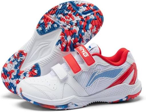 Lining Junior Badminton Shoes AYTV012-1 – White/Red
