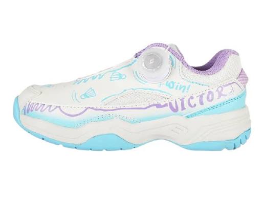 Victor A170IIJR Junior Badminton Shoes - Pearl White/Bonnie Blue